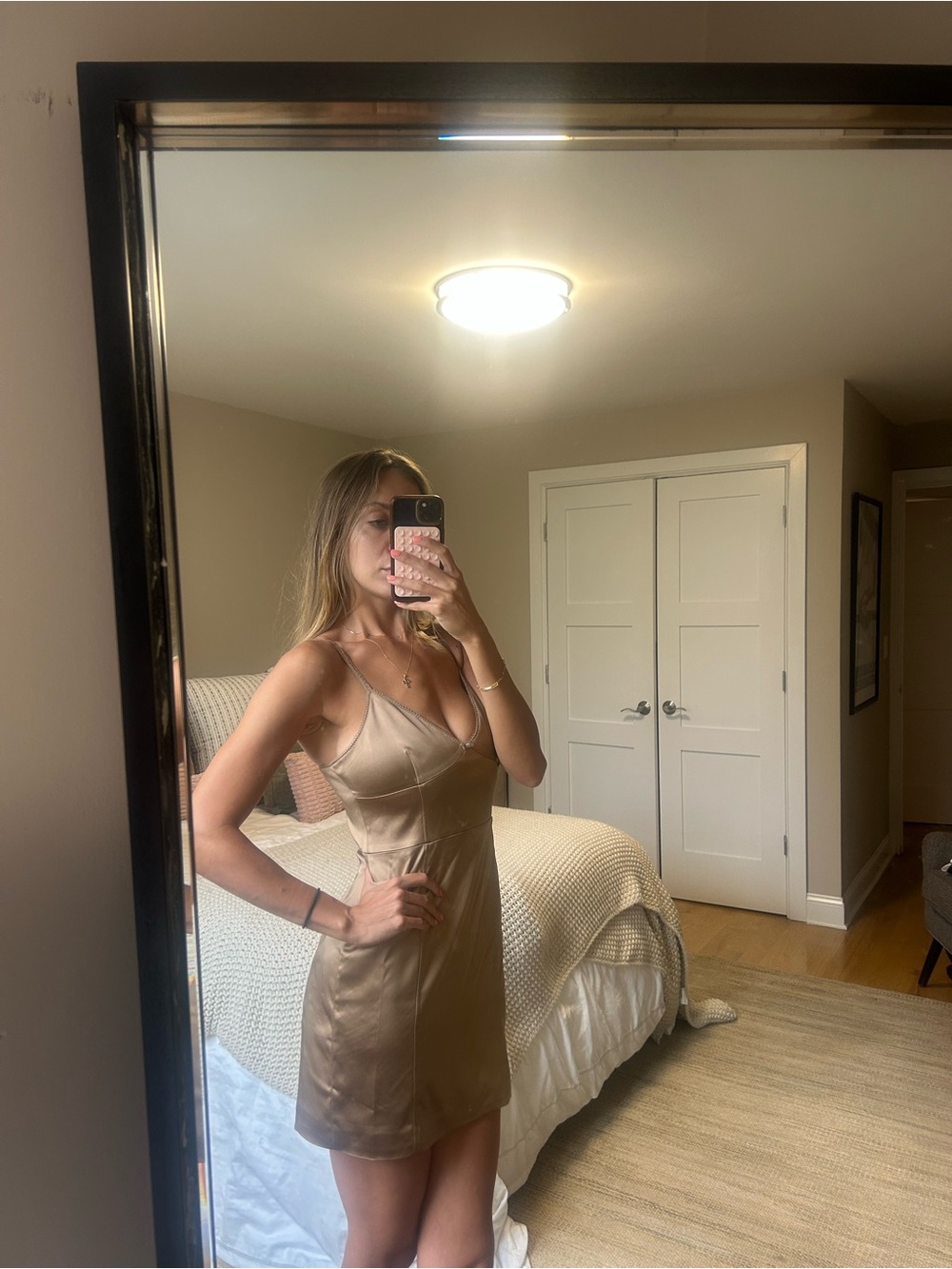 Wilfred (Aritzia) Champagne Satin Dress, Size 6